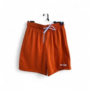 Full Send Large Mens Performance Orange Shorts Gym Pockets
